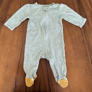 Carter's Green Footie One Piece Soft Cotton 2-Way Zipper 6M